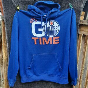 Edmonton Oilers NHL Pull-over Hoodie Blue Unisex XL "Its Go Time"